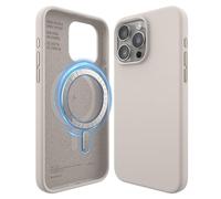 elago Funda Magnética de Silicona Compatible con iPhone 15 Pro MAX, Compatible con Todos Los Accesorios MagSafe, Imanes Integrados, Funda Protectora Cuerpo Completo [Estructura 5 Capas] (Piedra)