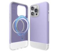 elago Funda Magnética Glide para iPhone 15 Pro MAX | Compatible con MagSafe, Diseño de Dos Tonos, PC + TPU, Protección Completa y Cámara Reforzada (Morado/Transparente)