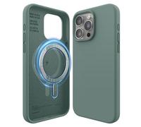 elago Funda Magnética Silicona Compatible con iPhone 15 Pro MAX, Compatible Todos Los Accesorios MagSafe, Imanes Integrados, Funda Protectora Cuerpo Completo [Estructura 5 Capas] (Verde Medianoche)