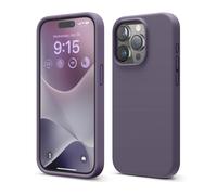 Elago - Funda protectora de silicona l quida para iPhone 15 Pro (6,1 pulgadas), color lavanda oscuro. Forro de microfibra suave, resistente a gol