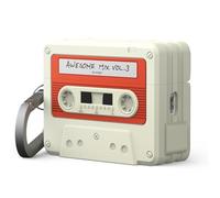 elago Funda Retro Casete para AirPods Pro 3 | Mosquetón, Protección Anticaídas, LED Frontal Visible, Antipolvo, Compatible con Carga Inalámbrica (Blanco Clásico)