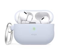 elago Funda Silicona Compatible con Apple AirPods Pro 2ª Generación/USB-C, Funda Protectora con Llavero, LED Frontal Visible, Soporta Carga Inalámbrica (Azul Claro)