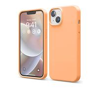 elago Funda Silicona Líquida Compatible con iPhone 14 Case (6,1"), Silicona Premium, Protección Completa - Carcasa de 4 Capas Antigolpes, Forro Microfibra Suave Anti-Arañazos (Naranja)