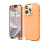 elago Funda Silicona Líquida Compatible con iPhone 14 Pro Case (6,1"), Silicona Premium, Protección Completa - Carcasa de 4 Capas Antigolpes, Forro Microfibra Suave Anti-Arañazos (Naranja)