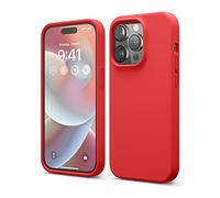 elago Funda Silicona Líquida Compatible con iPhone 14 Pro Case (6,1"), Silicona Premium, Protección Completa - Carcasa de 4 Capas Antigolpes, Forro Microfibra Suave Anti-Arañazos (Rojo)