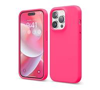 elago Funda Silicona Líquida Compatible con iPhone 14 Pro Case (6,1"), Silicona Premium, Protección Completa - Carcasa de 3 Capas Antigolpes, Forro Microfibra Suave Anti-Arañazos (Rosa Vivo)