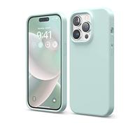 elago Funda Silicona Líquida Compatible con iPhone 14 Pro Case (6,1"), Silicona Premium, Protección Completa - Carcasa de 4 Capas Antigolpes, Forro Microfibra Suave Anti-Arañazos (Menta)