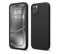elago Funda Silicona Líquida Compatible con iPhone 15 Plus, Silicona Premium, Funda Protectora Cuerpo Completo [Estructura A Prueba Golpes 4 Capas], Forro Microfibra Suave Antiarañazos (Negro)