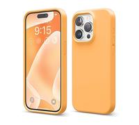 elago Funda Silicona Líquida Compatible con iPhone 15 Pro, Silicona Premium, Funda Protectora Cuerpo Completo [Estructura A Prueba de Golpes 4 Capas], Forro de Microfibra Suave Antiarañazos (Naranja)