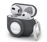 elago Funda Snapshot Compatible con AirPods 3 y AirTag | Diseño de Cámara, Carcasa de Seguimiento, Llavero Incluido [Dispositivo de Seguimiento No Incluido] (Gris Oscuro)