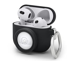 elago Funda Snapshot Compatible con AirPods 3 y AirTag | Diseño de Cámara, Carcasa de Seguimiento, Llavero Incluido [Dispositivo de Seguimiento No Incluido] (Negro)