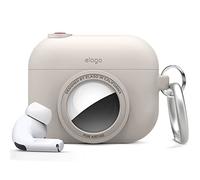 elago Funda Snapshot para AirPods Pro y AirTag | Diseño de Cámara, Carcasa de Seguimiento, Llavero Incluido, Dispositivo de Seguimiento No Incluido (Piedra)