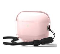 elago Funda Transparente Compatible con AirPods Pro 3, con Correa, Transparencia Duradera, Protección Anticaídas, TPU Suave, Frontal con LED Visible, Carga Inalámbrica (Rosa Encantador)