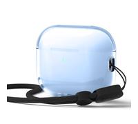elago Funda Transparente Compatible con AirPods Pro 3, con Correa, Transparencia Duradera, Protección Anticaídas, TPU Suave, Frontal con LED Visible, Carga Inalámbrica (Azul Aqua)