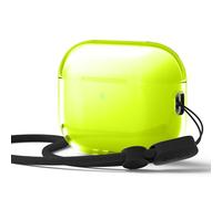 elago Funda Transparente Compatible con AirPods Pro 3, con Correa, Transparencia Duradera, Protección Anticaídas, TPU Suave, Frontal con LED Visible, Carga Inalámbrica (Amarillo Neón)
