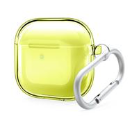 elago Funda Transparente Compatible con la Funda de AirPods 4 - Compatible con la Funda de AirPods 4, Mosquetón Incluido, Reducción del Amarilleo, Carga Inalámbrica, Protección Completa (AmarilloNeón)