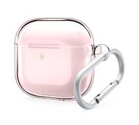 elago Funda Transparente Compatible con la Funda de AirPods 4 - Compatible con la Funda de AirPods 4, Mosquetón Incluido, Reducción del Amarilleo, Carga Inalámbrica, Protección Completa (Rosa Claro)