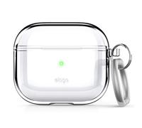elago Funda Transparente con mosquetón, Compatible con AirPods 3, Cinta Adhesiva incluida, Amarillento reducido, Carga inalámbrica Disponible (Transparente)
