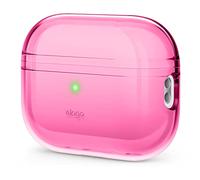 elago Funda Transparente para Apple AirPods Pro 2.ª Generación | Carcasa Protectora, Antigolpes, Cinta de Gel Incluida, Carga Inalámbrica, Menor Amarilleamiento (Neon Rosa Caliente)