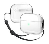 elago Funda Transparente para Apple AirPods Pro 2.ª Generación | Correa Incluida, Carcasa Protectora Transparente Antigolpes, Carga Inalámbrica (Trasparente)