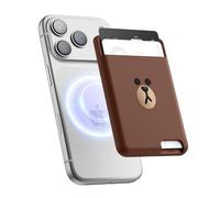 elago l Line Friends Tarjetero Magnético Compatible con MagSafe, Compatible con iPhone 17/16/15/14/13/12 - Silicona de Larga duración, Protección contra rasguños Y daños (Brown)