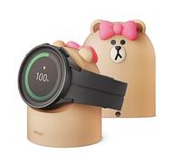 elago | Line Friends Soporte Carga Compatible con Samsung Galaxy Watch 8, 8 Classic, 7, Ultra, 6 Series, and 5 Series, Modo Soporte Nocturno, Gestión de Cables [Cable de Carga No Incluido] (Choco)