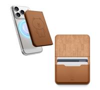 elago | LINE Friends Tarjetero Magnético de Cuero Vegano para 3 Tarjetas, Compatible con MagSafe para iPhone, Cartera Segura para el Teléfono, Admite Monedas y Billetes [Merchandising Oficial] (Brown)