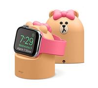elago | Line Friends W2 Soporte Cargador Compatible con Apple Watch Series 11/10/9/8/7/6/5/4/3/2/1/Ultra3/Ultra2/Ultra/SE3/SE2/SE (49/46/45/44/42/41/40/38 mm) - Modo mesita de Noche (Choco)