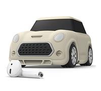 elago Mini Car Coche Funda con Mosquetón Compatible con AirPods 2 & 1 - Faros y Luz Trasera Brillan en la Oscuridad (Blanco Clásico)