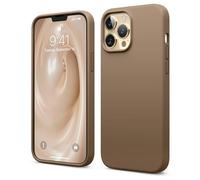 elago Silicona Líquida Funda Compatible con iPhone 13 Pro MAX Case (6.7"), Silicona Premium, Protección Completa - Prueba de Golpes, Anti-Arañazos Revestimiento de Microfibra Suave (Marrón)
