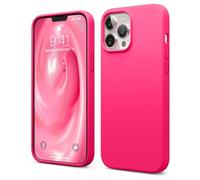elago Silicona Líquida Funda Compatible con iPhone 13 Pro Max Case (6.7"), Silicona Premium, Protección Completa - Prueba de Golpes, Anti-Arañazos Revestimiento de Microfibra Suave(Neon Rosa Caliente)