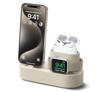 elago Soporte de Carga 3 en 1 Compatible con Apple Watch Series 11/10/9/8/7/6/5/4/3/2/1/SE3/SE2/SE, Todas Las Series de iPhone, Todas Las Series de AirPods [con Cable Original] (Blanco Clásico)