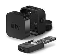 elago Soporte de Pared para Apple TV 4K/4ª Generación con Funda para Mando, Montaje Todo en Uno (Negro)
