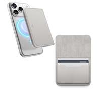 elago Tarjetero Magnético de Cuero Vegano para 4 Tarjetas - Compatible con MagSafe para iPhone, Cartera Segura para el Teléfono, Protección contra Arañazos, Admite Monedas y Billetes (Gris Claro)