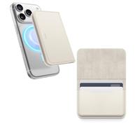 elago Tarjetero Magnético de Cuero Vegano para 4 Tarjetas - Compatible con MagSafe para iPhone, Cartera Segura para el Teléfono, Protección contra Arañazos, Admite Monedas y Billetes (Piedra)