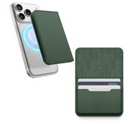 elago Tarjetero Magnético de Cuero Vegano para 4 Tarjetas - Compatible con MagSafe para iPhone, Cartera Segura para el Teléfono, Protección contra Arañazos, Admite Monedas y Billetes (Verde Oscuro)