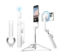 elago Trípode Palo Selfie Compatible con MagSafe para iPhone y Galaxy | Imán Potente, Portátil y Ligero, Funda, Mando Bluetooth y Pegatina Guía Incluidos (Blanco)