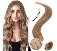 Elailite Castaño Extensiones de Queratina de Pelo Natural Keratina sin Clip 25 Mechas 25g U Tip Cabello Humano 50cm #12 Castaño Dorado