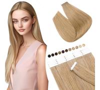 Elailite Extensiones Adhesivas Pelo Natural #27 Rubio Oscuro, 20 Mechas 30cm 100% Cabello Humano 40g