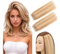 Elailite Extensiones Clip Pelo Natural Cabello Humano 2 Piezas Silk Lace Raíces Con Volumen 15cm 16g #18P613 Ash Rubio/Rubio Claro