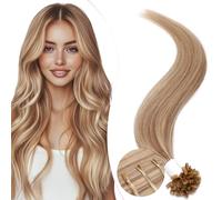 Elailite Extensiones de Queratina de Pelo Natural Keratina 25 Mechas 25g sin Clip Cabello Humano 55cm #18P613 Ash Rubio Mecha Rubio Muy Claro