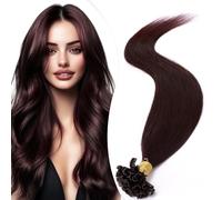 Elailite Extensiones de Queratina de Pelo Natural Keratina sin Clip 25 Mechas 25g U Tip Cabello Humano 60cm #99J Borgoña