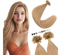 Elailite Extensiones de Queratina Pelo Natural 100 Gramos Cabello Humano 100% Remy sin Clip U Tip Keratina 200 Piezas - 40cm #27 Rubio Oscuro