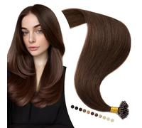Elailite Extensiones Queratina Pelo Natural 1g #04 Castaño Medio, 55cm Cabello Humano U Tip Keratina 50 Piezas 50g