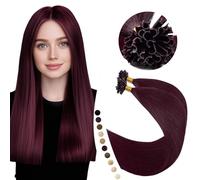 Elailite Extensiones Queratina Pelo Natural #99J Borgoña, 35cm Cabello Humano U Tip Keratina 50 Piezas 40g