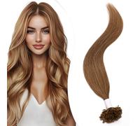 Elailite Extensiones Queratina Pelo Natural sin Clip #06 Castaño Claro, 25 Mechas 25g U Tip Keratin Cabello Humano 50cm