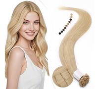 Elailite Extensiones Queratina Pelo Natural sin Clip #613 Rubio Muy Claro, 25 Mechas 25g U Tip Keratin Cabello Humano 45cm