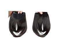 Elailite Flequillo Postizo Pelo Corto Clip Flequillos Falso (sienes 22cm) 1 Pieza 2 Clip en Postizos para Mujer # Castaño Intenso