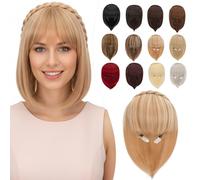 Elailite Flequillo Protesis Capilar Postizo Pelo Hairband Diadema Trenzada para Mujer Hair Topper Cabello Sintético 92g # Rubio Dorado/Rubio Claro