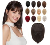 Elailite Flequillo Protesis Capilar Postizo Pelo Hairband Diadema Trenzada para Mujer Hair Topper Cabello Sintético 92g # Marrón Oscuro